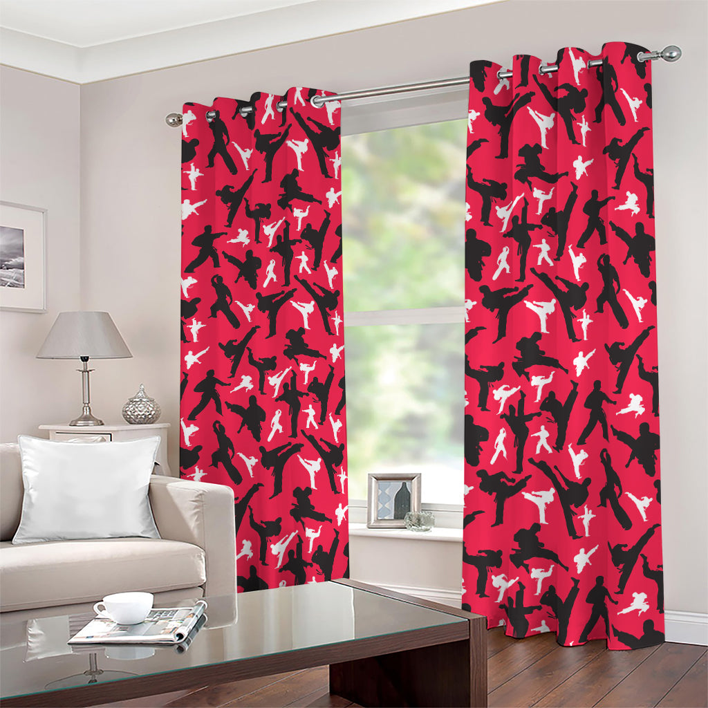 Karate Pattern Print Blackout Grommet Curtains