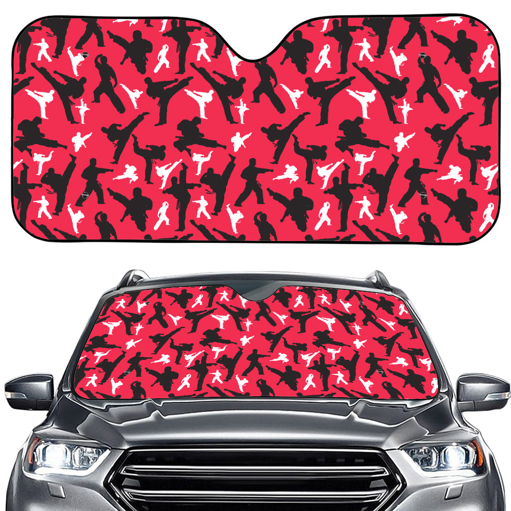 Karate Pattern Print Car Windshield Sun Shade