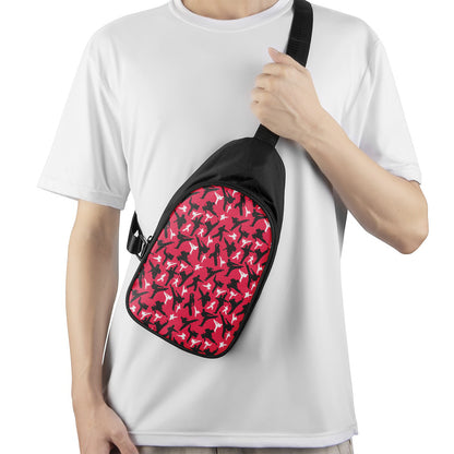 Karate Pattern Print Chest Bag