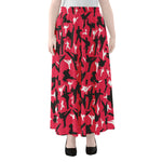 Karate Pattern Print Chiffon Maxi Skirt