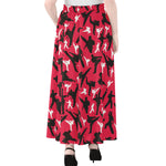 Karate Pattern Print Chiffon Maxi Skirt