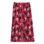 Karate Pattern Print Cotton Front Slit Maxi Skirt