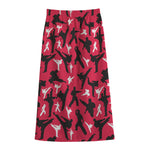Karate Pattern Print Cotton Front Slit Maxi Skirt