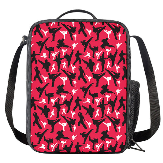 Karate Pattern Print Crossbody Lunch Bag