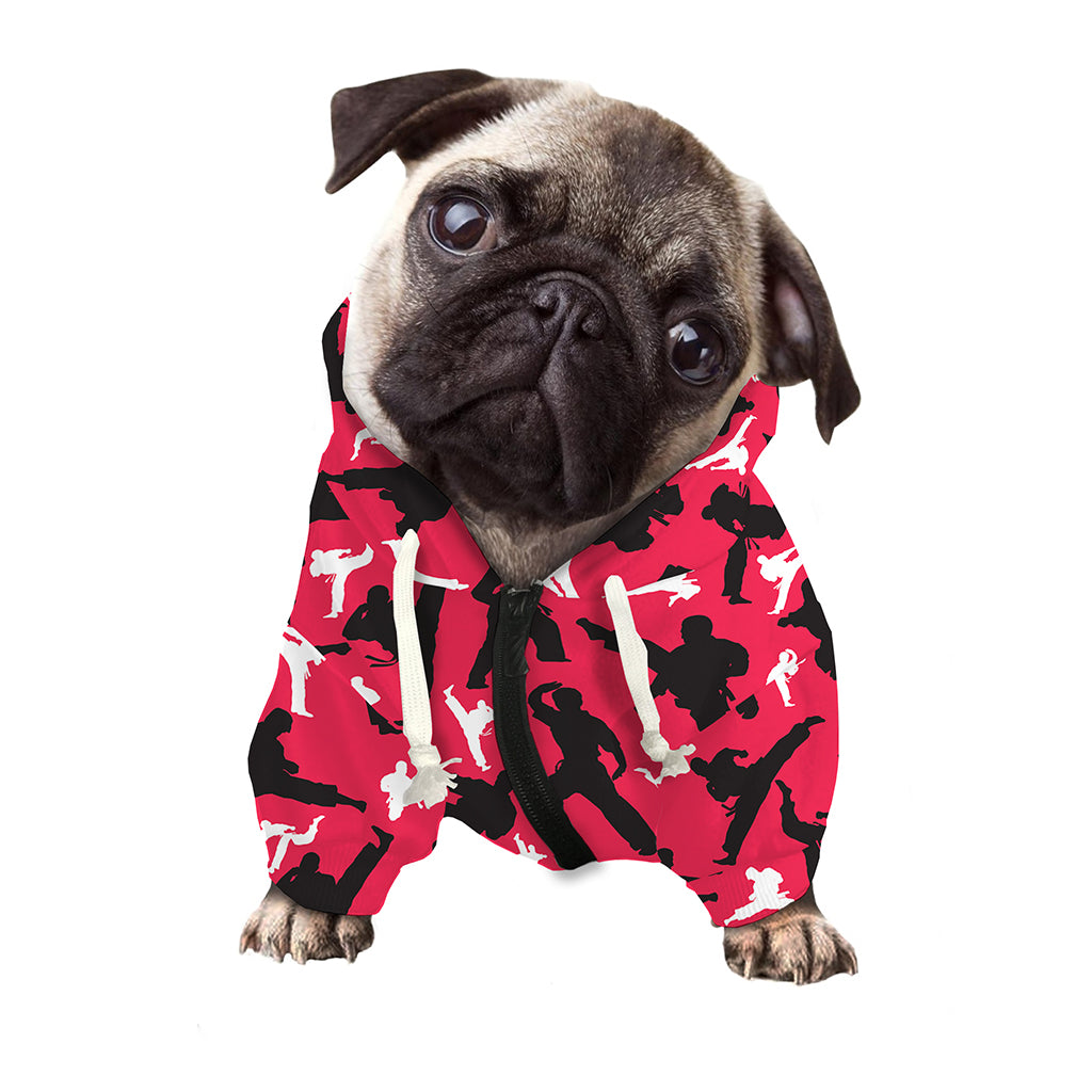 Karate Pattern Print Dog Zip Up Hoodie