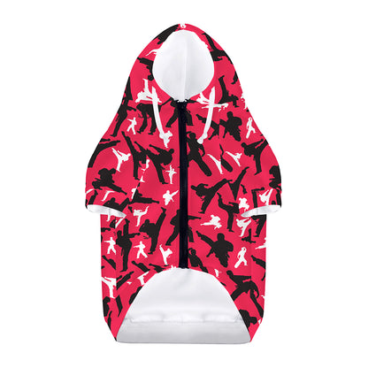 Karate Pattern Print Dog Zip Up Hoodie