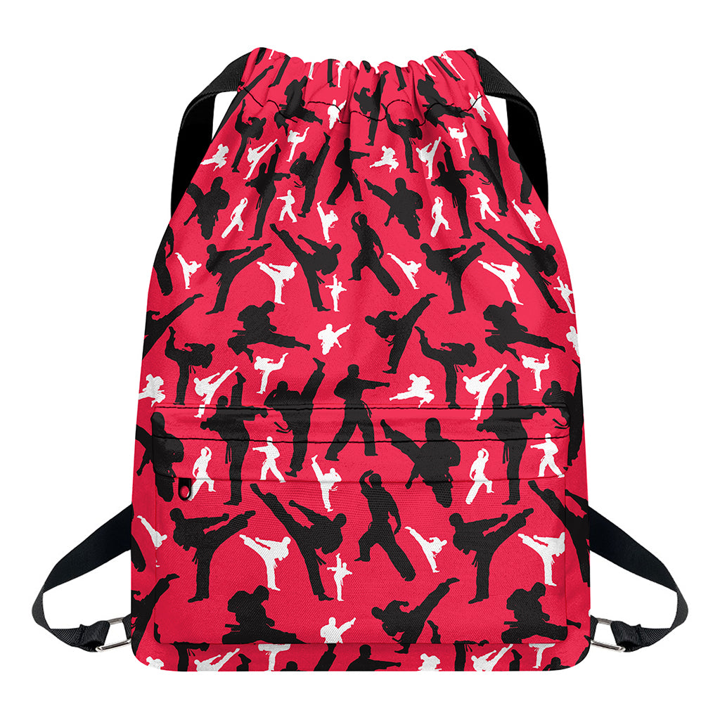 Karate Pattern Print Drawstring Backpack