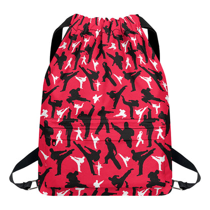 Karate Pattern Print Drawstring Backpack