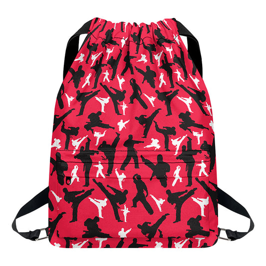 Karate Pattern Print Drawstring Backpack
