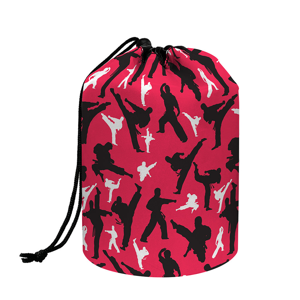 Karate Pattern Print Drawstring Makeup Bag