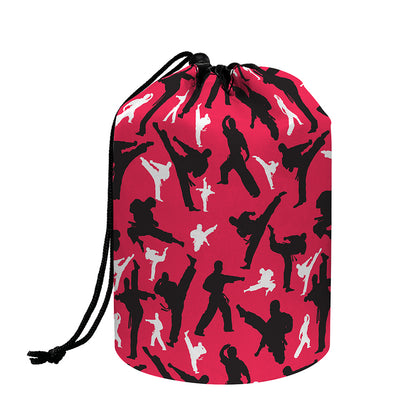 Karate Pattern Print Drawstring Makeup Bag