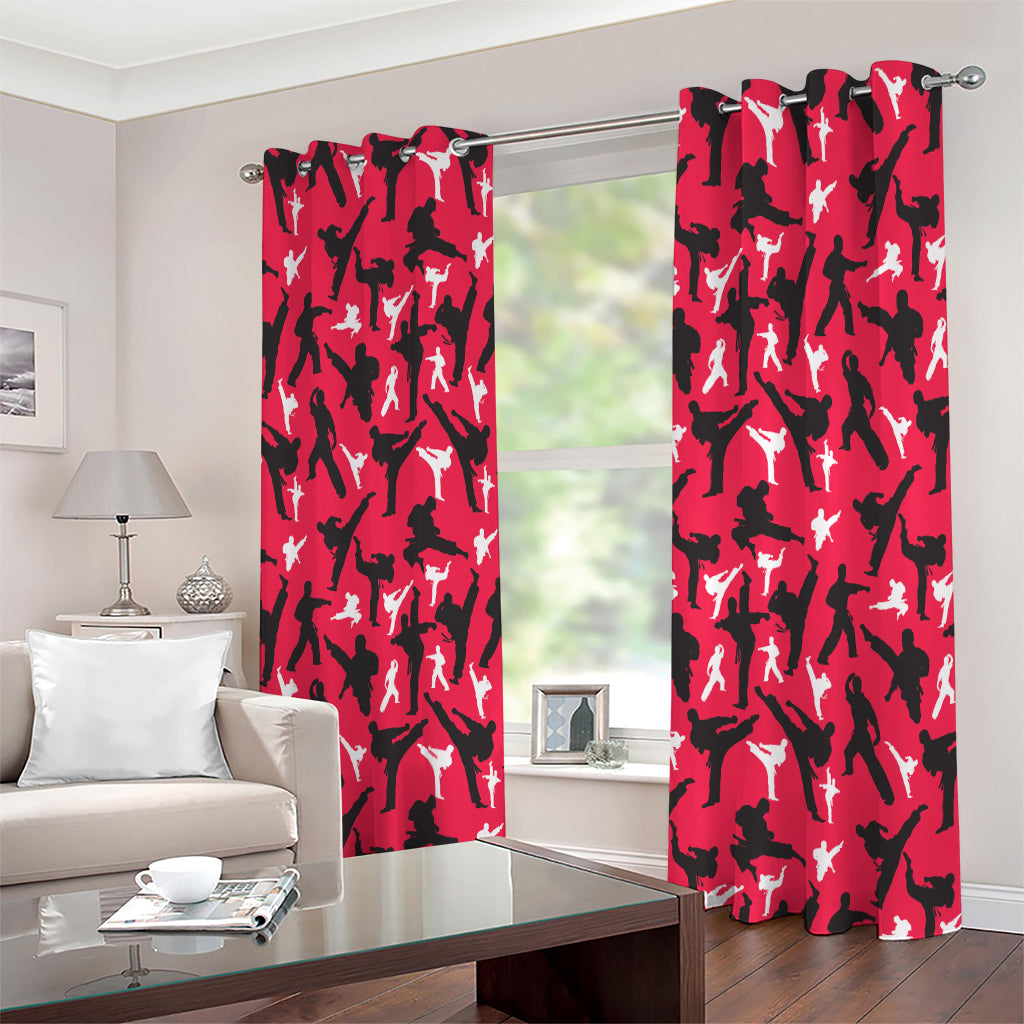 Karate Pattern Print Extra Wide Grommet Curtains