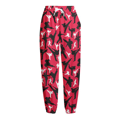 Karate Pattern Print Fleece Lined Knit Pants
