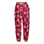 Karate Pattern Print Fleece Lined Knit Pants