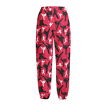 Karate Pattern Print Fleece Lined Knit Pants