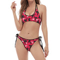 Karate Pattern Print Halter Scoop Tie Side Bikini