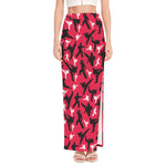 Karate Pattern Print High Slit Maxi Skirt