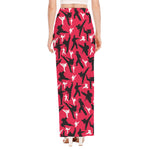 Karate Pattern Print High Slit Maxi Skirt