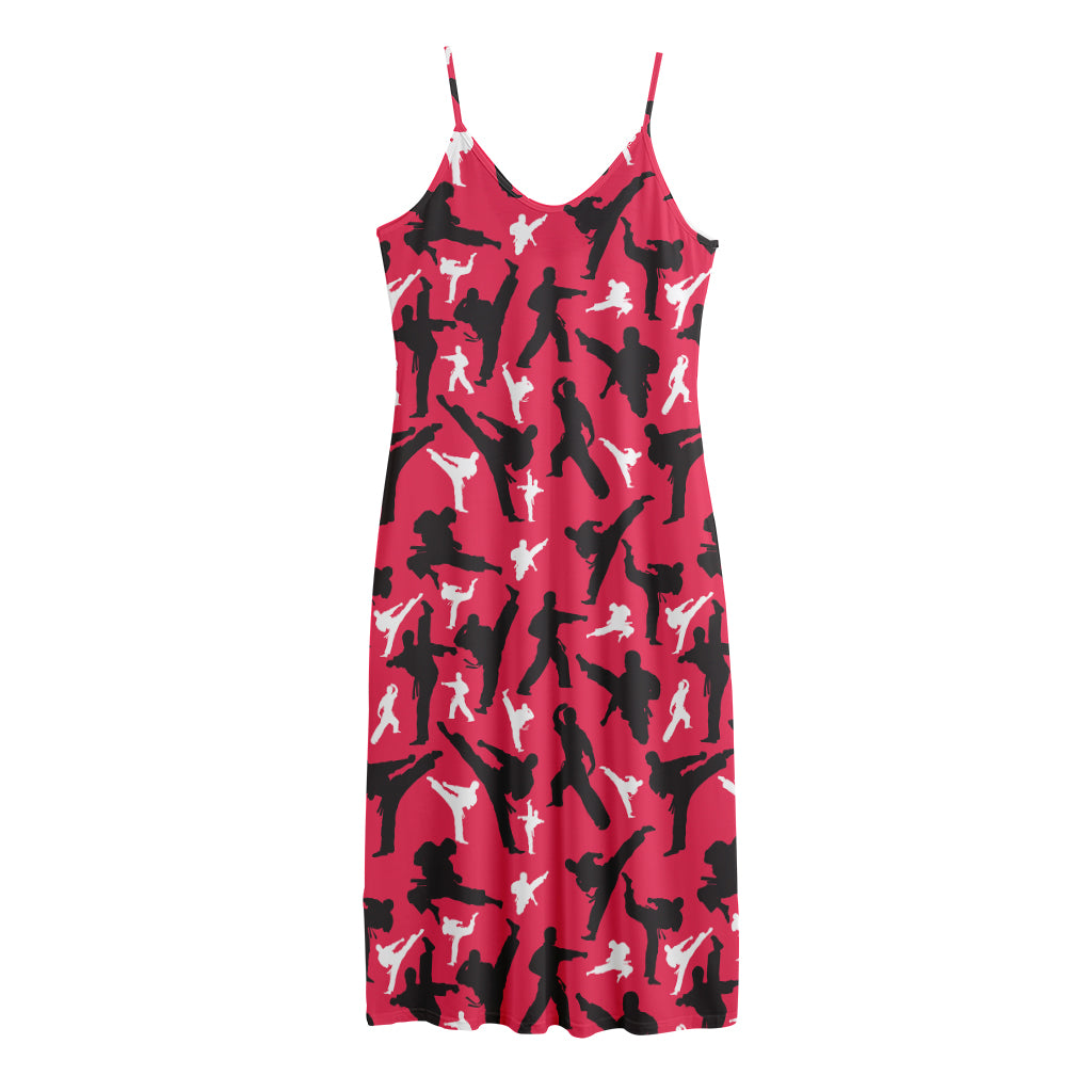 Karate Pattern Print Jersey Midi Cami Dress