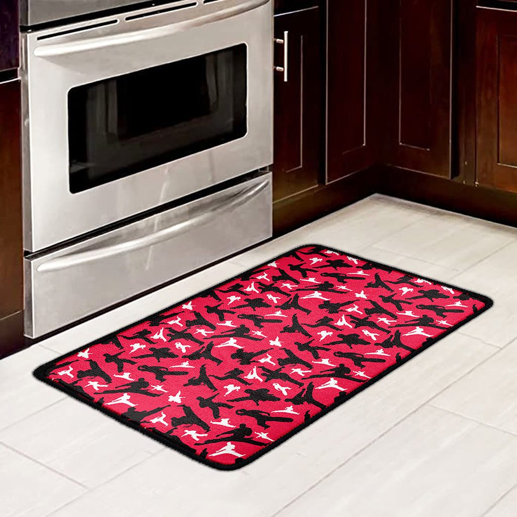 Karate Pattern Print Kitchen Mat
