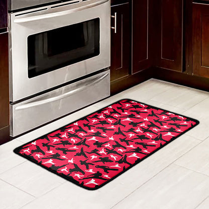 Karate Pattern Print Kitchen Mat
