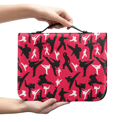 Karate Pattern Print Leather Bible Cover