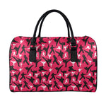 Karate Pattern Print Leather Duffle Bag