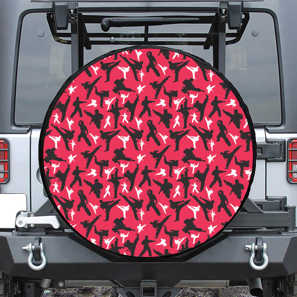 Karate Pattern Print Leather Spare Tire Cover