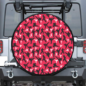 Karate Pattern Print Leather Spare Tire Cover