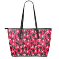 Karate Pattern Print Leather Tote Bag With Zipper