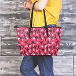 Karate Pattern Print Leather Tote Bag