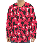 Karate Pattern Print Long Sleeve Baseball Jersey