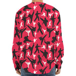 Karate Pattern Print Long Sleeve Baseball Jersey