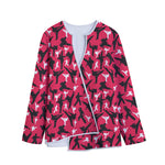 Karate Pattern Print Long Sleeve Short Coat