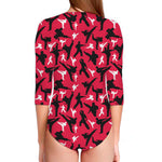 Karate Pattern Print Long Sleeve Swimsuit