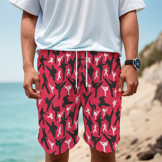 Karate Pattern Print Men's Cargo Shorts