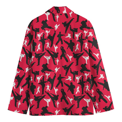 Karate Pattern Print Men's Cotton Blazer