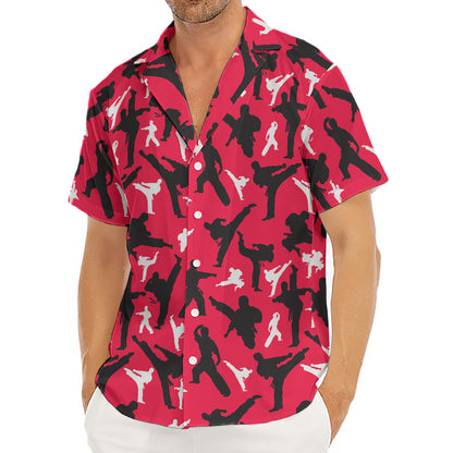 Karate Pattern Print Men's Deep V-Neck Shirt