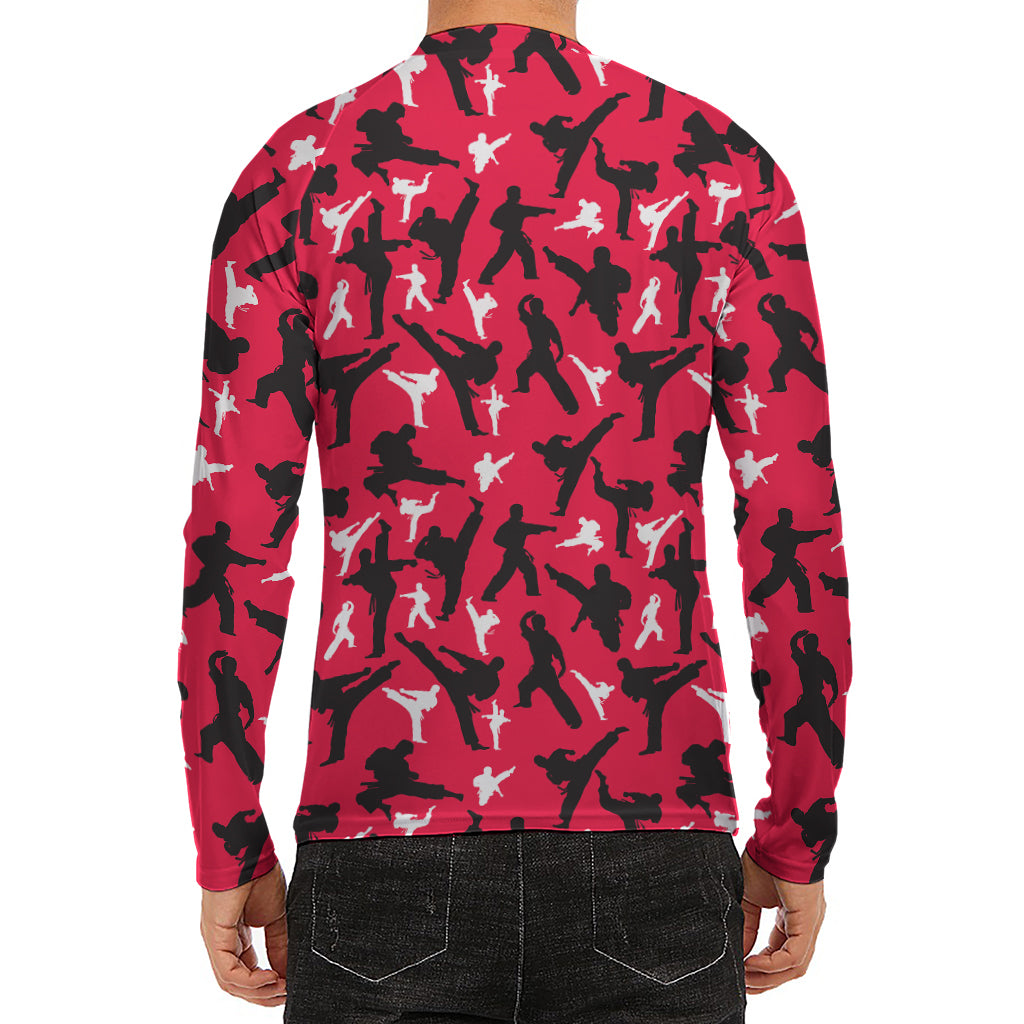 Karate Pattern Print Men's Long Sleeve Rash Guard
