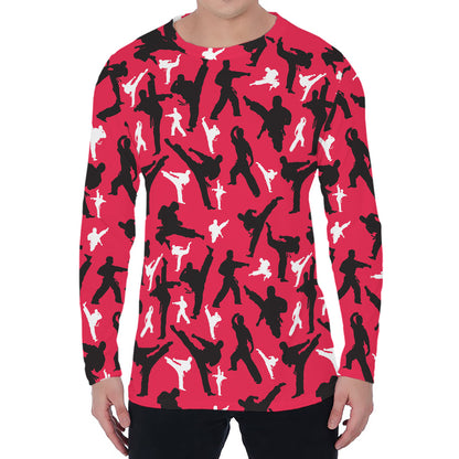 Karate Pattern Print Men's Long Sleeve T-Shirt