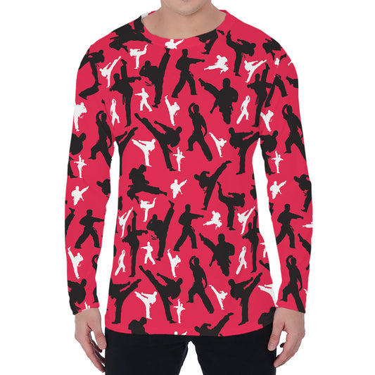 Karate Pattern Print Men's Long Sleeve T-Shirt