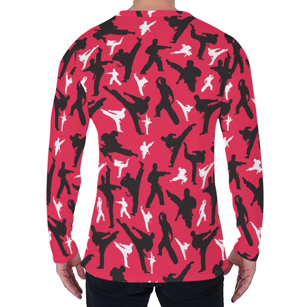 Karate Pattern Print Men's Long Sleeve T-Shirt