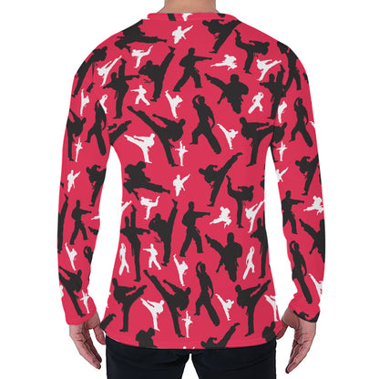 Karate Pattern Print Men's Long Sleeve T-Shirt