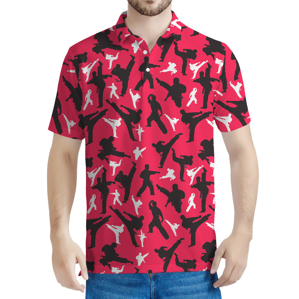 Karate Pattern Print Men's Polo Shirt