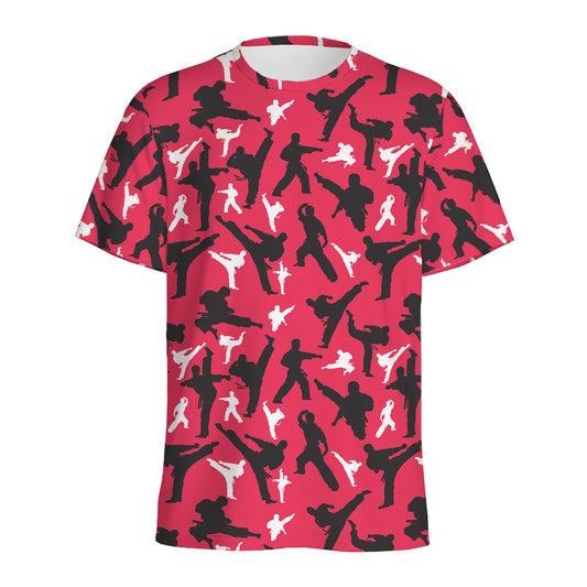 Karate Pattern Print Men's Sports T-Shirt