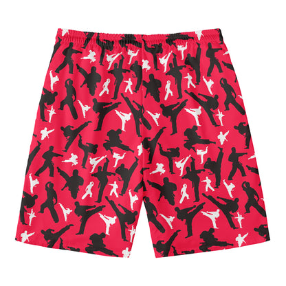 Karate Pattern Print Men's Swim Trunks