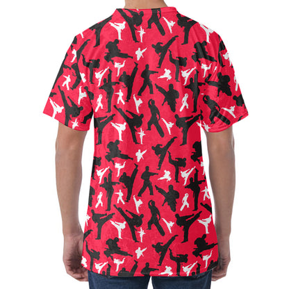 Karate Pattern Print Men's Velvet T-Shirt
