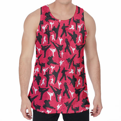 Karate Pattern Print Men's Velvet Tank Top
