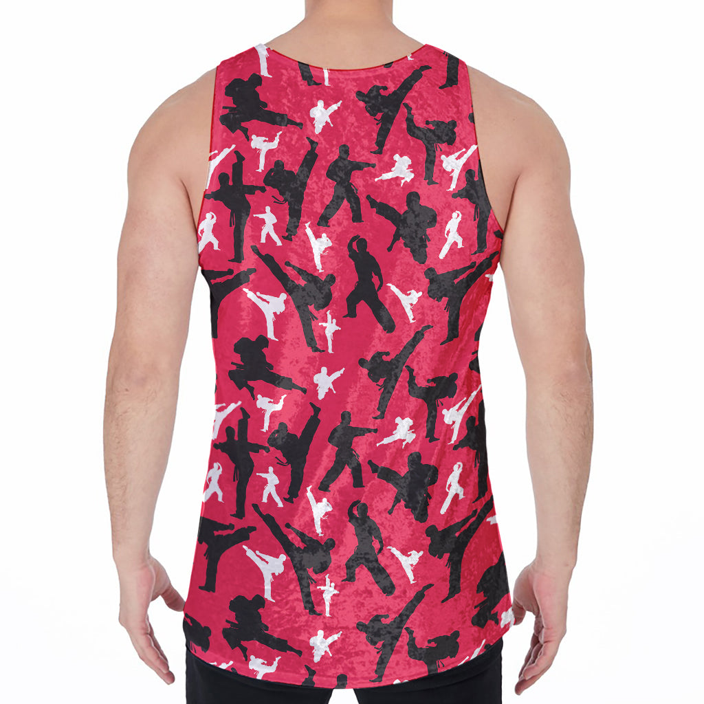 Karate Pattern Print Men's Velvet Tank Top