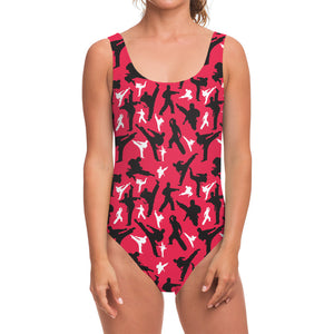 Karate Pattern Print One Piece Swimsuit